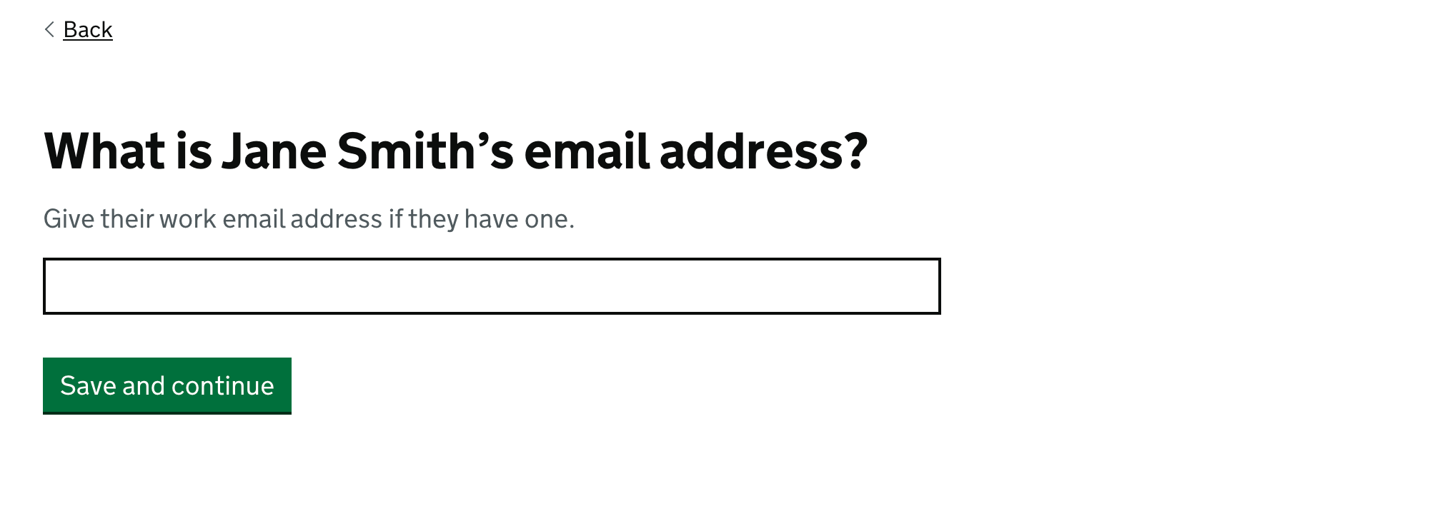 Screenshot showing question: What is Jane Smith’s email address? Give their work email address if they have one.