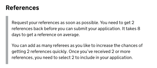Screenshot of references guidance in task list.