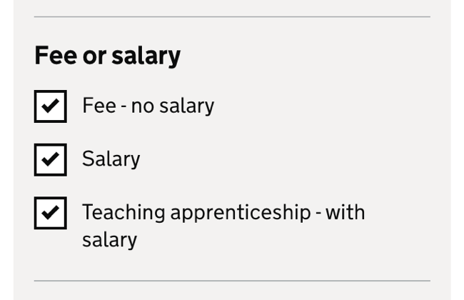 Fee or salary filter