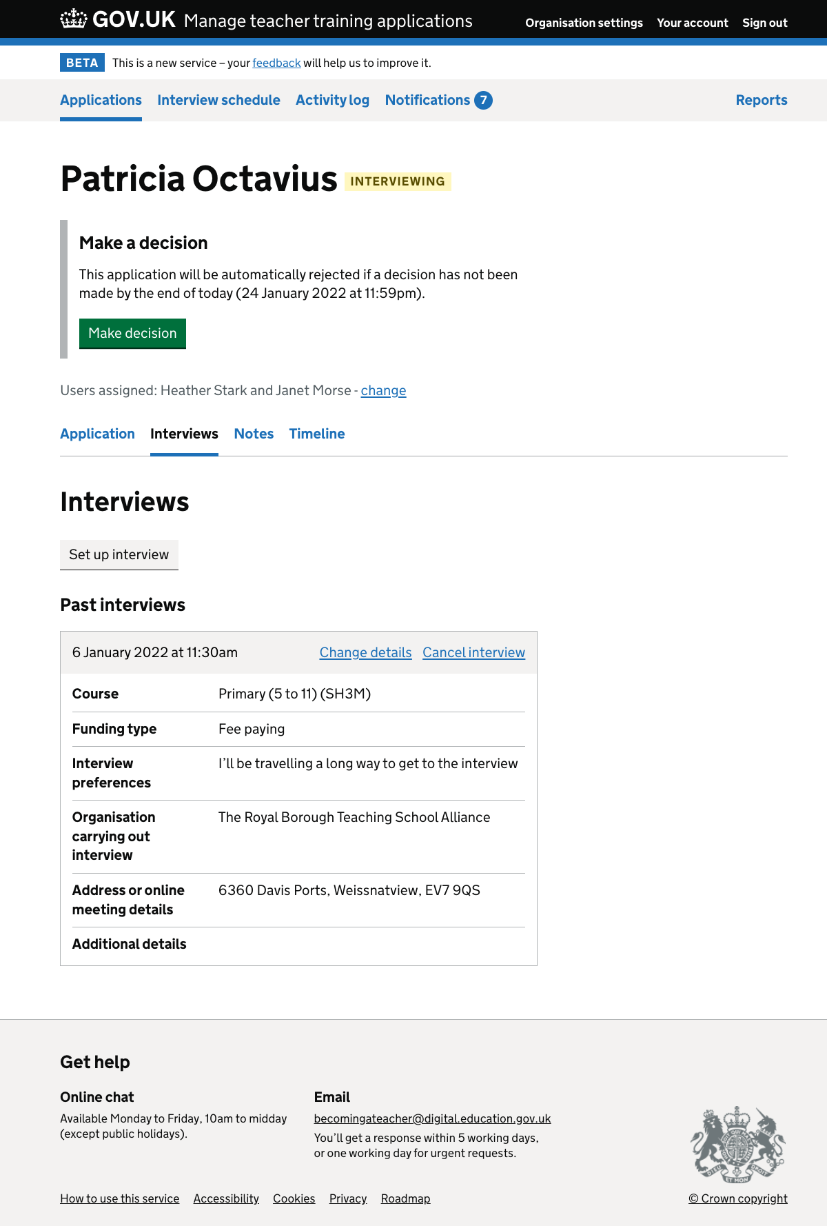 Interviews page