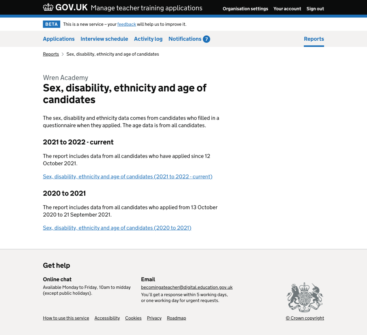 Candidate sex, disability, ethnicity and age report - interstitial