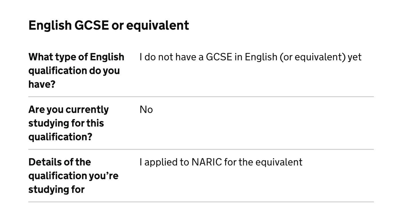 International candidate not studying for equivalent qualification
