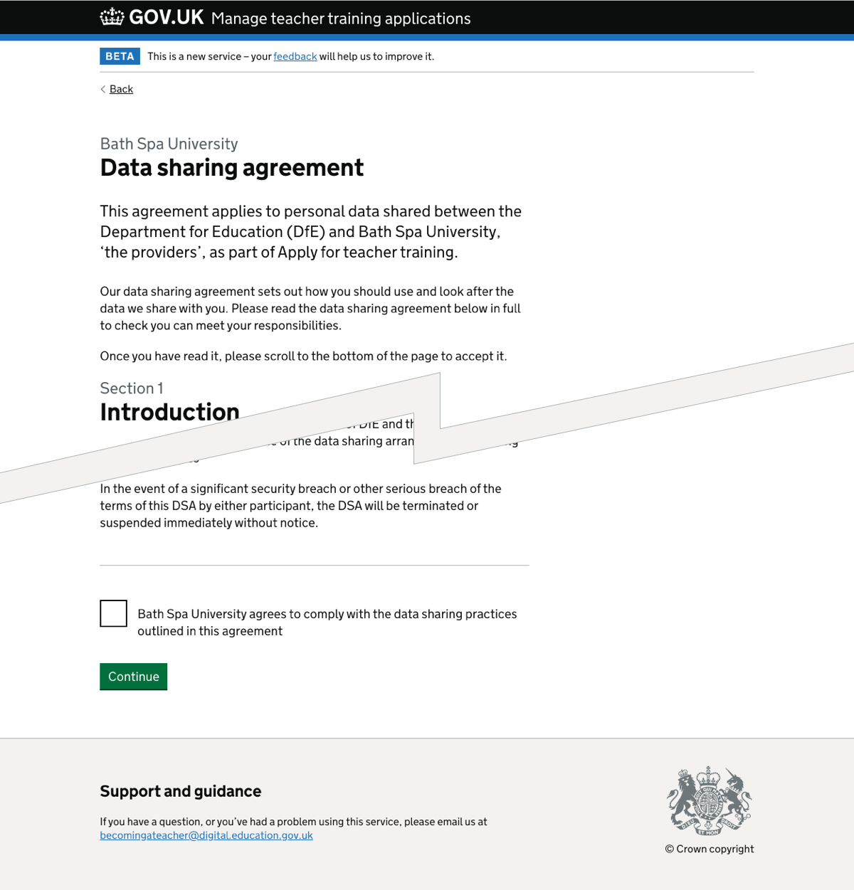 Data sharing agreement.