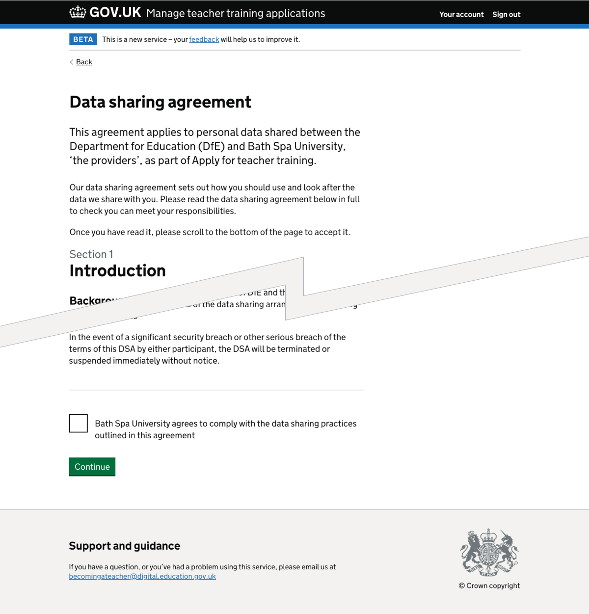 Data sharing agreement.